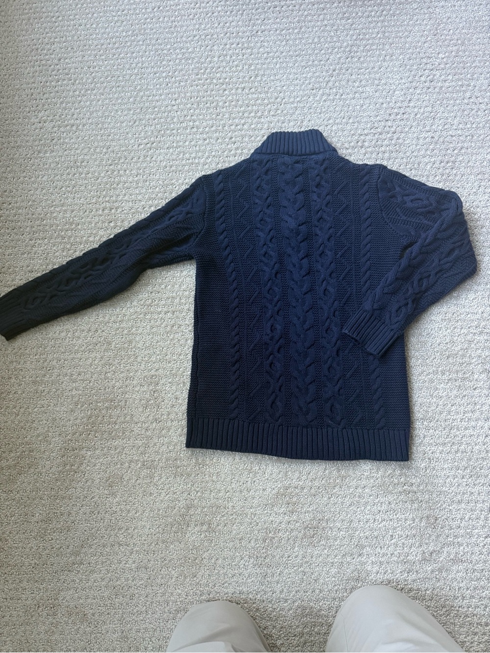 Hope & Henry Boys M Navy Cable Knit Button Mock Neck Sweater - Picture 9 of 10